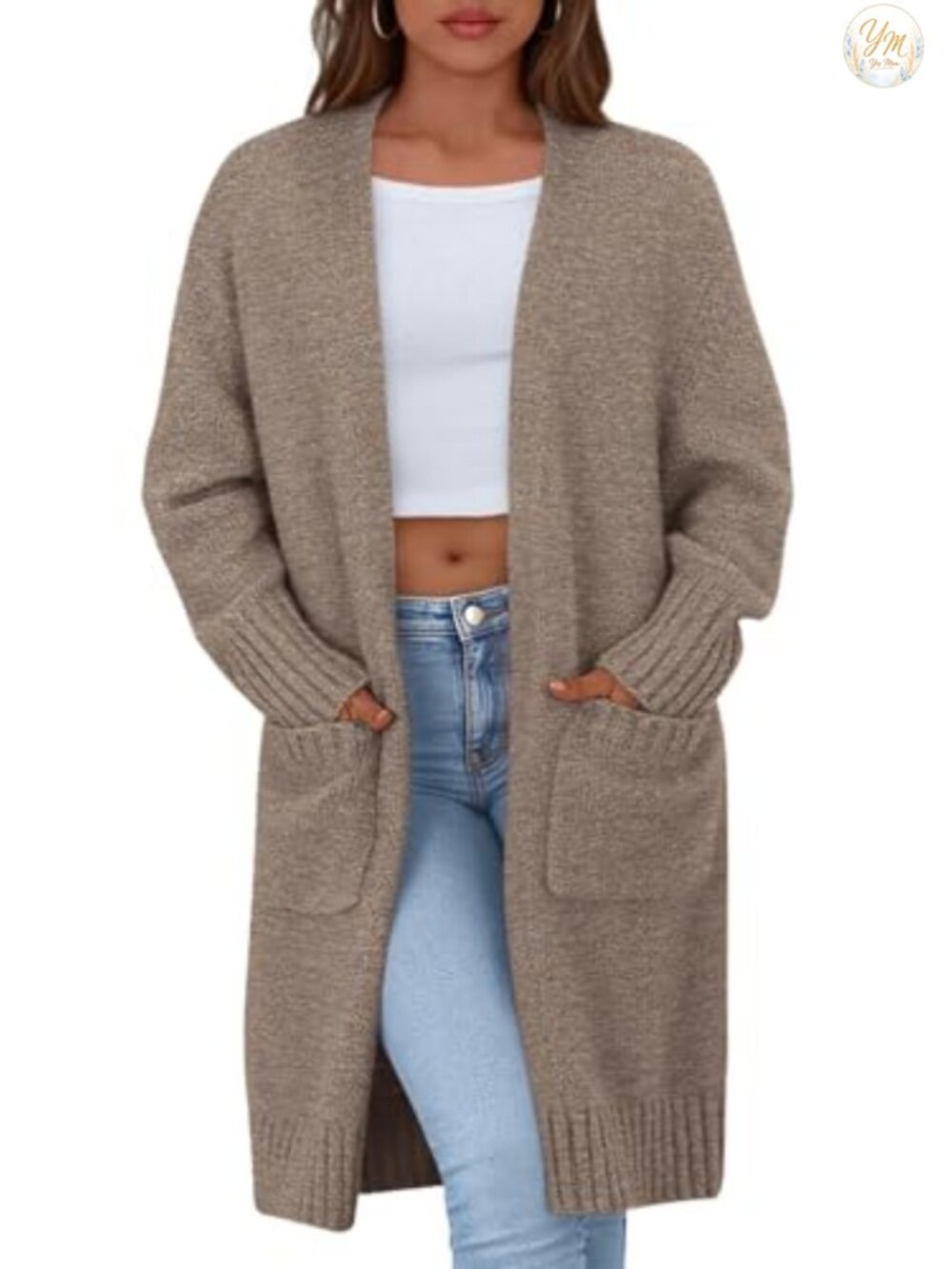 Open Front Cardigan Long Sleeve Knit Sweater Coat Lightweight Relaxed Fit
